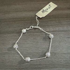 Monet Textured Ball Silver Bracelet